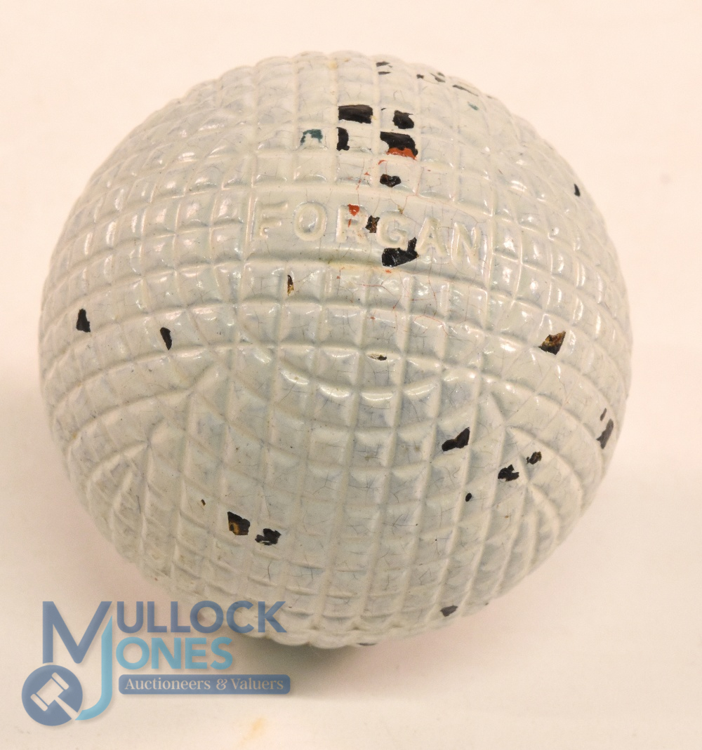 Fine Forgan mesh patterned Gutty golf ball showing 98% of the original white paint cover with the - Image 2 of 3