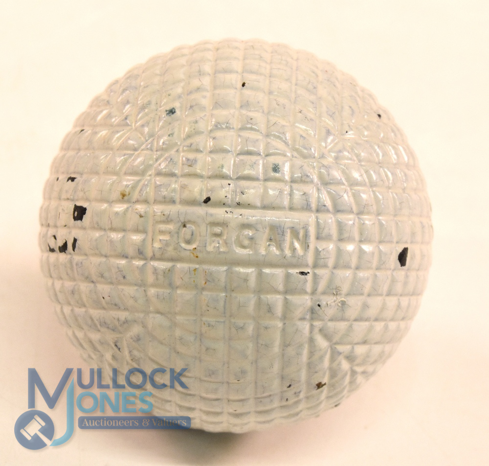 Fine Forgan mesh patterned Gutty golf ball showing 98% of the original white paint cover with the