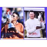 2003 Ben Curtis and 2004 Todd Hamilton Open Golf Champions signed colour press photographs -