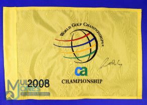 2008 World Golf Match Play Championship yellow embroidered pin flag - signed by the winner Geoff