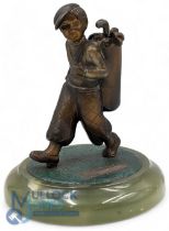 Austrian Spelter boy Caddy designed by Josef Lorenzl - with golf bag, central golf club is the