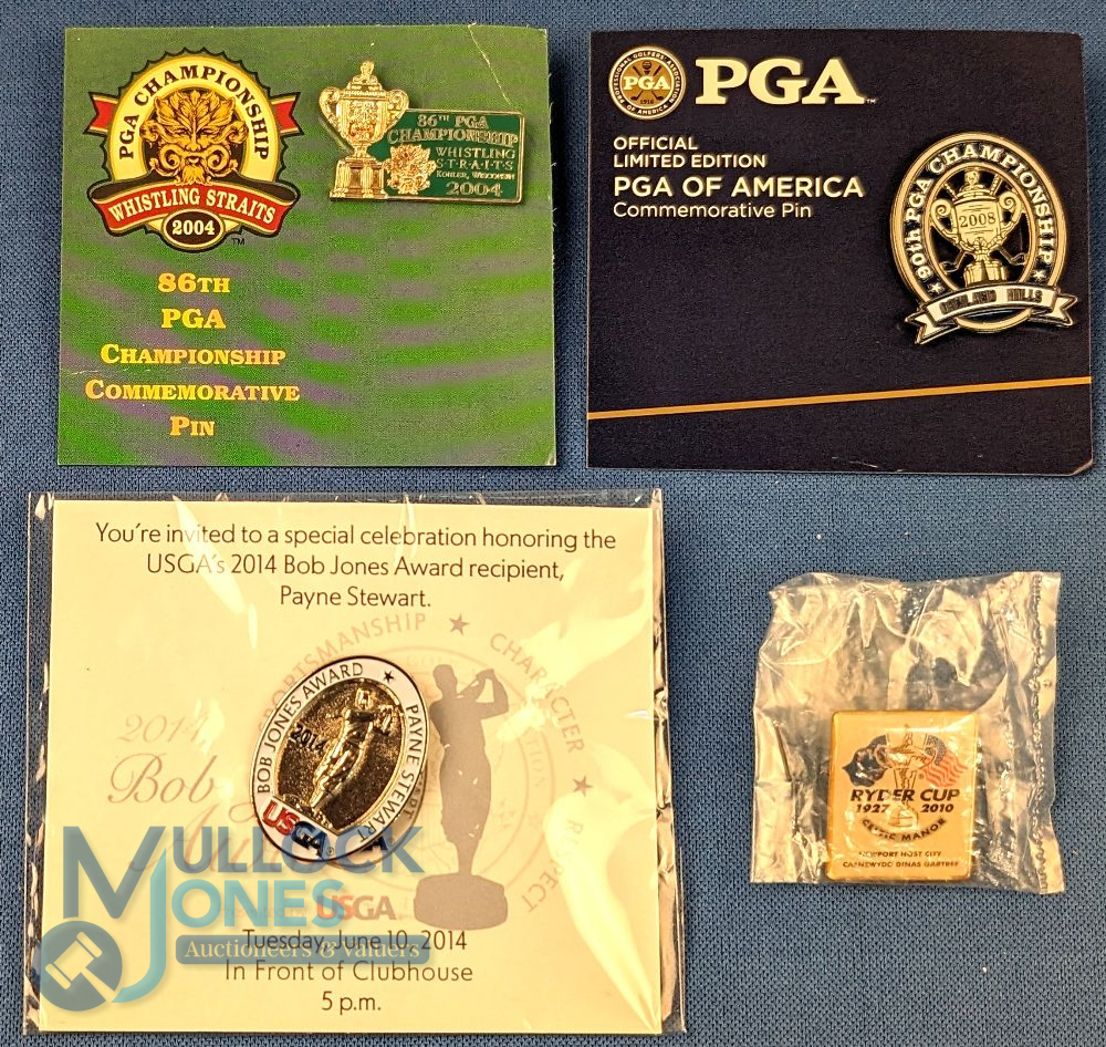 Golf ltd edition Golf Pin Badges: to include Bob Jones award Payne Stewart USGA, PGA Championship