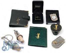 Golf Collectibles: to include a leather golf wallet with tees and score card, Woburn money clip,