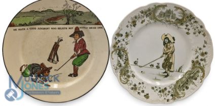 2x Royal Doulton Golf Plates: to include a Golf Series 27cm plate illustrated with Charles Crombie