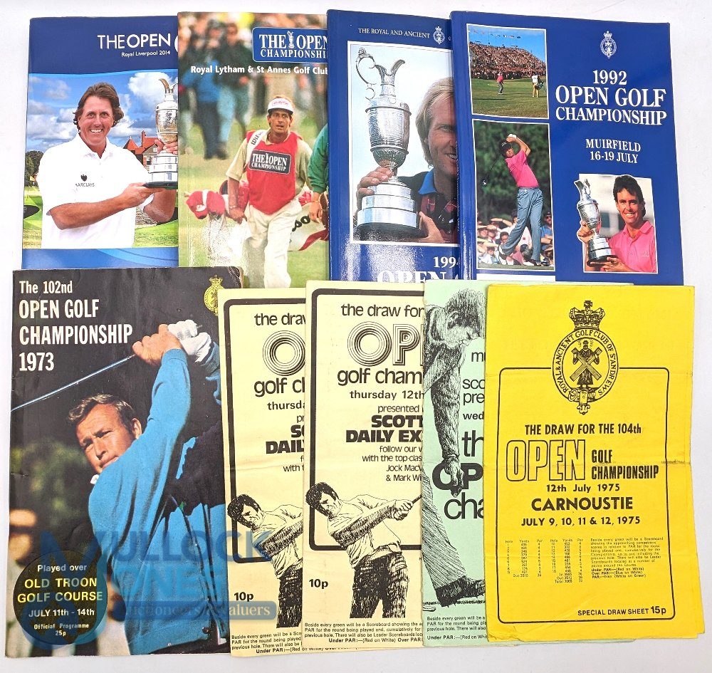 1972-2014 The Open Championship Golf programmes and order of play/draw sheets, to include 1972
