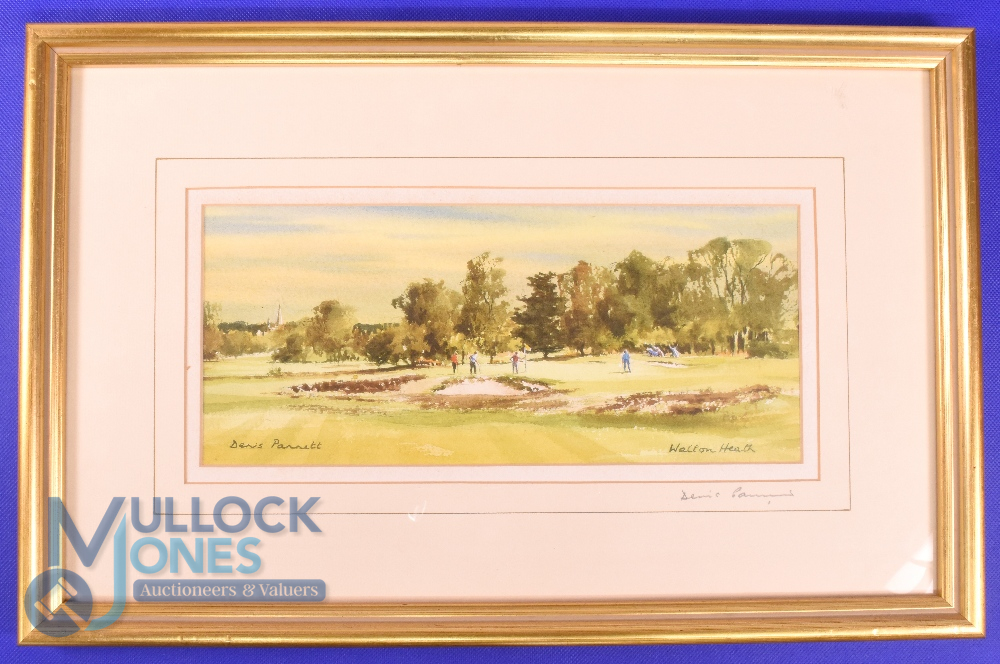 Denis Parrett Signed Walton Heath Golf Club coloured Golf Print - of the 12th Green with players