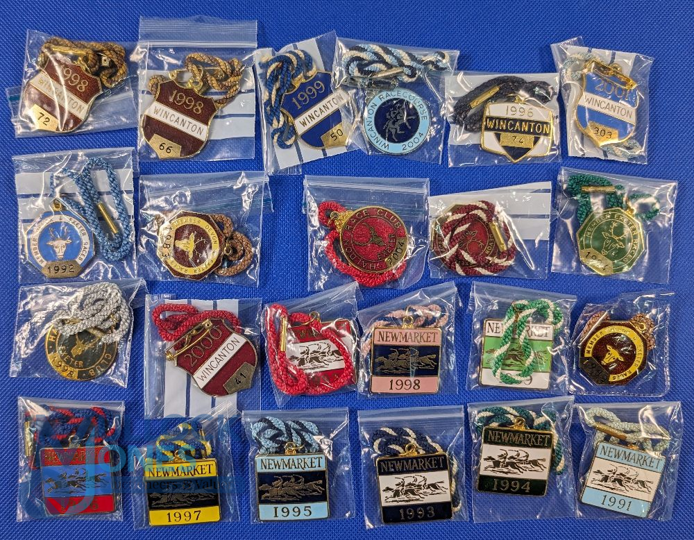 Collection of Horse Racing Enamel Members Badges. Covering the years 1990 - 2000s for the Newmarket,