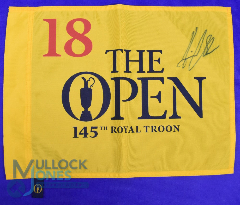 Autograph - Henrik Stenson signed 2016 Royal Troon Golf Pin Flag - signed in ink to the front,