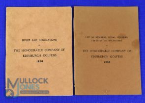 1930/40s The Honourable Company of Edinburgh Golfers Booklets (2) to incl 1938 Rules and Regulations