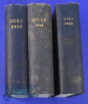 Collection of Golf Monthly Magazines 1953 to 1955 comprising 3x Complete bound volumes (wrappers