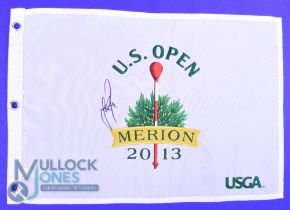 2013 US Open Golf Championship embroidered golf pin flag signed by the winner Justin Rose - played