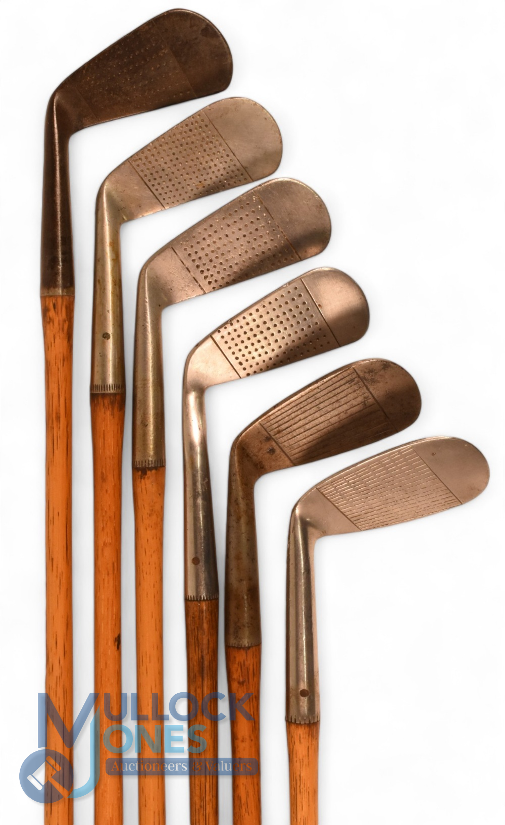 6x Assorted irons incl The Hythe smith's patent bright stainless no 3 iron showing the Gibson star - Image 2 of 2