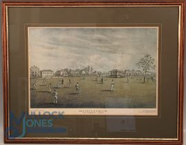 Cricket Print. Lord's Cricket Ground 1830 from a lithograph by C Atkinson f & g 56 x 44cm