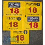 5x The Open Championship 18th Hole Flags: all signed by the winner, to include 1996 Royal Lytham - T