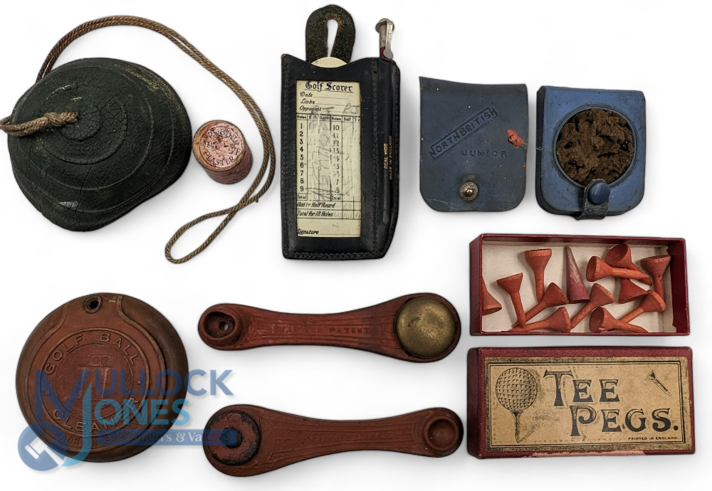 Golf Collectables: to include period golf ball cleaners - one with a loose rubber part, 2x rubber