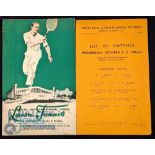The Wembley Championships 1935 (second year) Tennis Programme. Official programme for the second