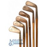 6x Assorted Irons incl Forgan Maxwell mashie, Gold Medal mashie by TA Galloway, T Walker No 2