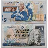 2x Jack Nicklaus Royal Bank of Scotland £5 banknote issued to commemorate Jack Nicklaus 40th Year of