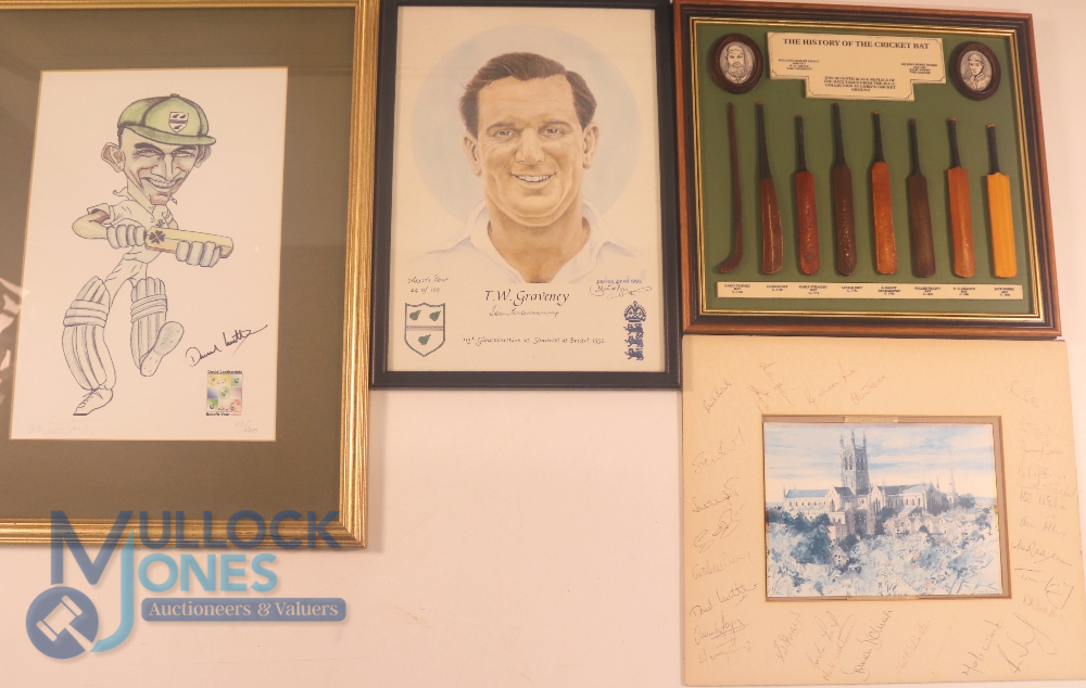 T W Graveney English Cricketer: signed ltd ed Artist Proof Portrait by Denise Dean No.24/100 -