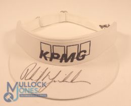 Phil Mickelson signed Autographed KPMG White Visor. Made by Callaway, appears unused