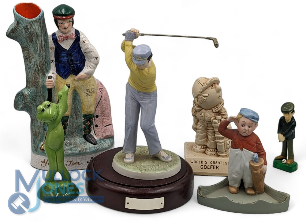 Golf Collectables: to include golfer figure Coalport first tee, a bisque golf ashtray, a modern