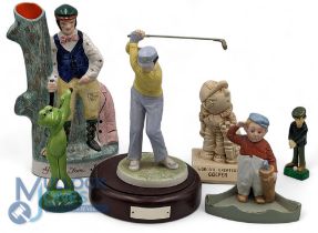 Golf Collectables: to include golfer figure Coalport first tee, a bisque golf ashtray, a modern