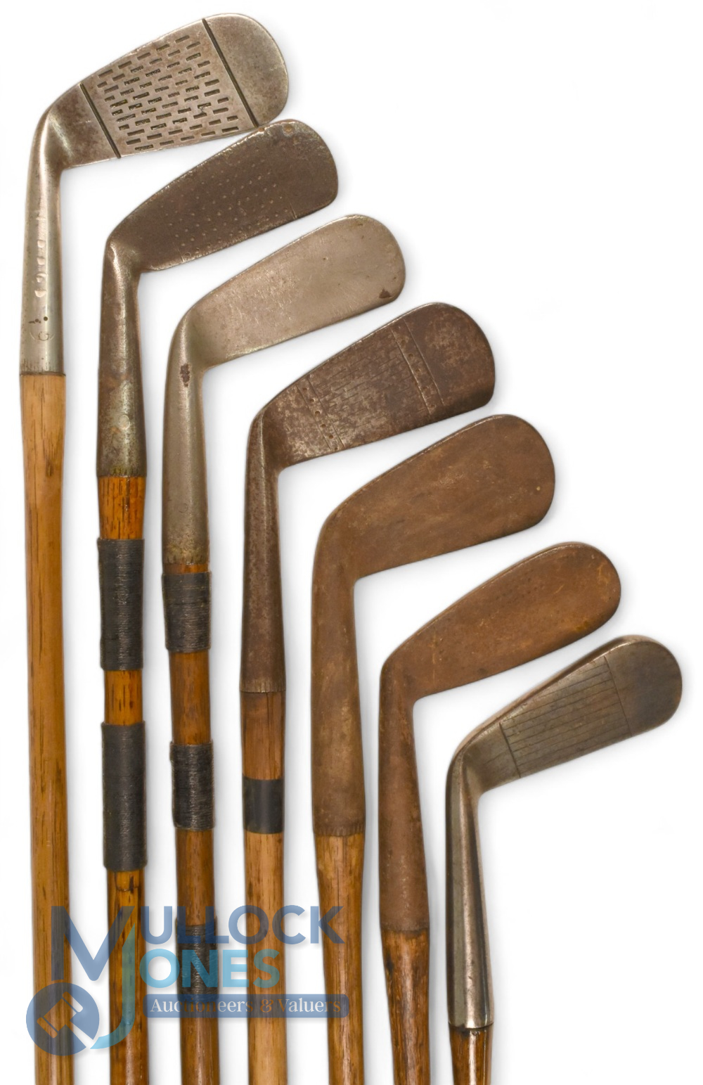 7x Assorted irons to incl Tom Stewart Freddy model for A Beck, Filey, mid iron showing the rifle - Image 2 of 2