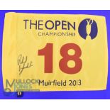 2013 Open Golf Championship No.18 hole pin flag signed by the winner Phil Mickelson - played at