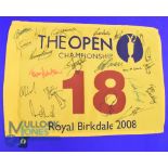 2008 Royal Birkdale Open Golf Championship multiple signed No.18 hole pin flag - signed by the