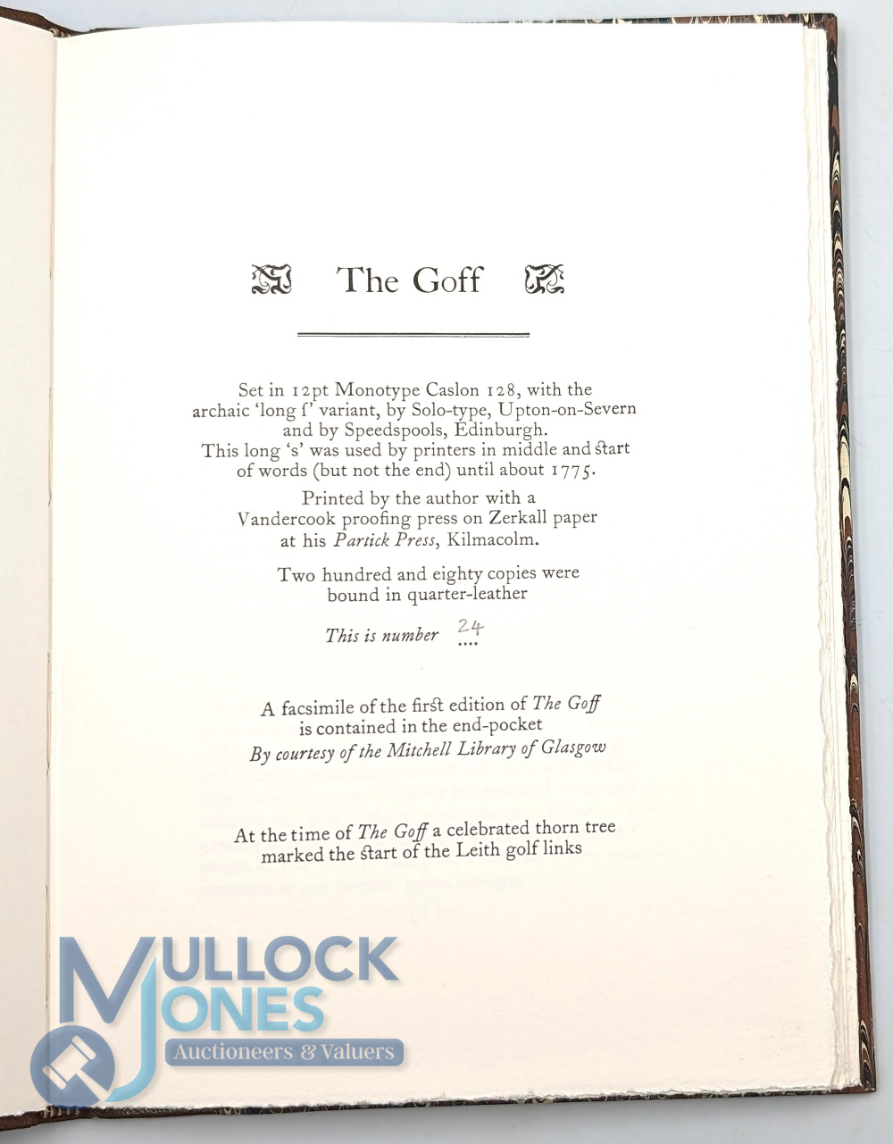 Hamilton David The Goff 1743, Patrick press Kilmacolm 2001 31pp limited edition No. 24 of 280, - Image 2 of 2