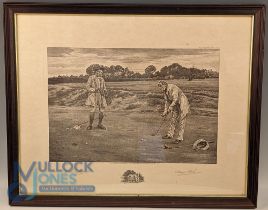 Golf Print Walter Dendy Sadler, engraved by James Dobie, signed by both, published 1915, "