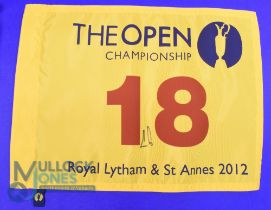 2012 Open Golf Championship No.18 hole pin flag signed by the winner Ernie Els - 4x Major winner