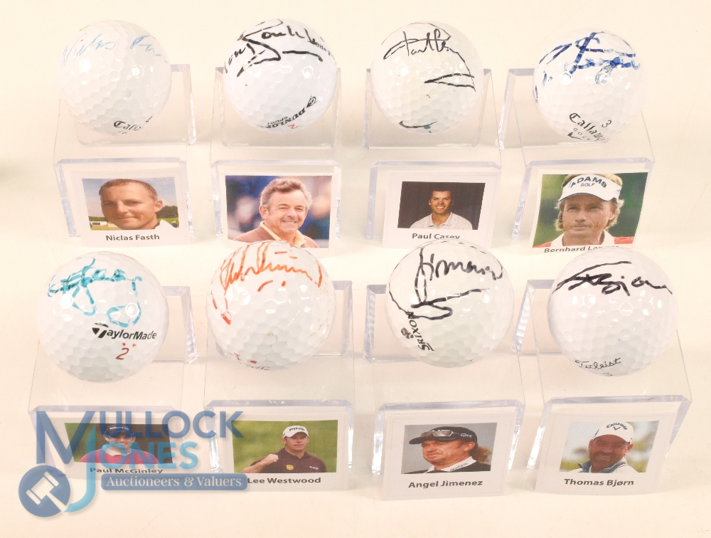 Autograph Golf Balls (8) incl Major Winners and Ryder Cup players such as Tony Jacklin, Bernhard