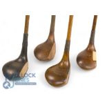 4x Assorted persimmon socket neck woods incl dark stained Jas Anderson driver, McEwan driver with