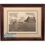 Tom Morris Teeing off the 1st at St Andrews: a modern print, framed and mounted under glass -