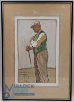 Original Watercolour - Sandwich Amateur Champ 1937, a strong pencil and watercolour portrait, in