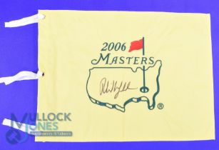 2006 US Masters embroidered pin flag signed by the winner Phil Mickelson 2nd of 3x Masters
