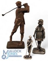 C B MacDonald Resin Golf Figure: signed A Petitto 1988, on a marble base, #24cm tall, with a vintage