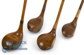 4x Assorted socket neck woods incl Auchterlonie Special small headed socket neck driver, another