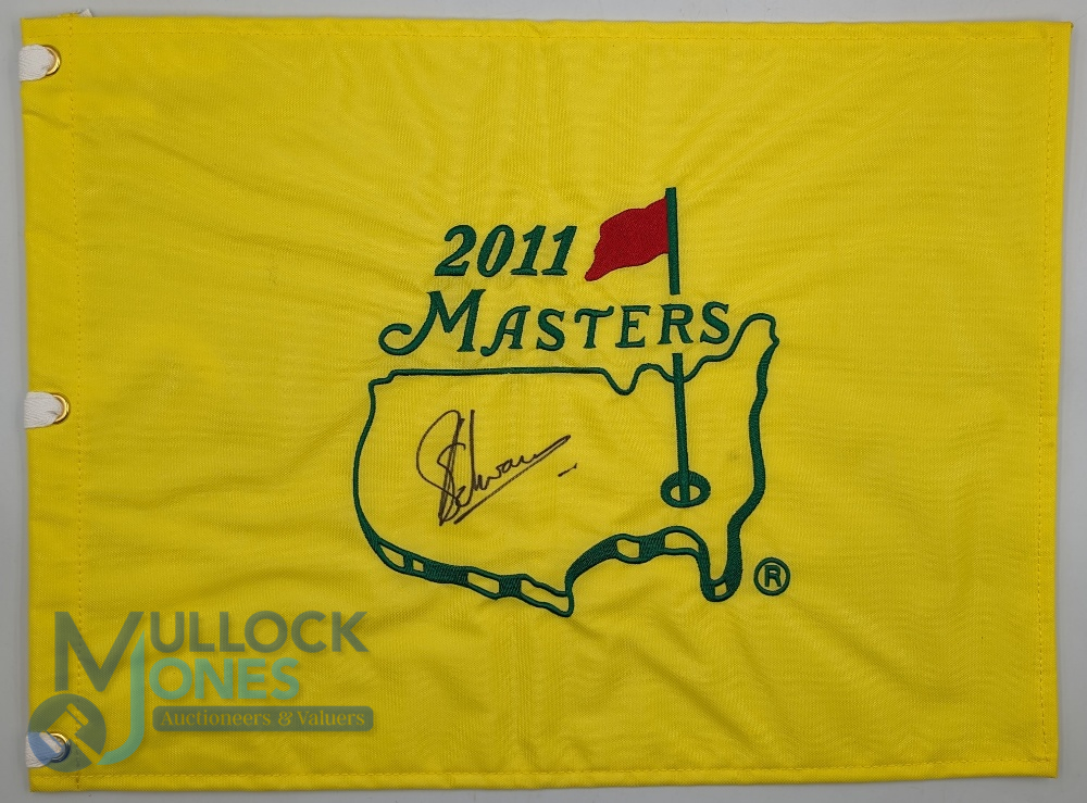 2011 Augusta Masters Tournament Golf Flag - signed by winner Charl Schwartzel - with the signature