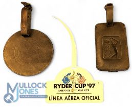 1997 Ryder Cup Linea Aerea Official Tag, with 2 leather PGA luggage tags (3)