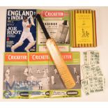 Selection of Cricket related Items. To include miniature cricket bat signed by 1979-1980 England