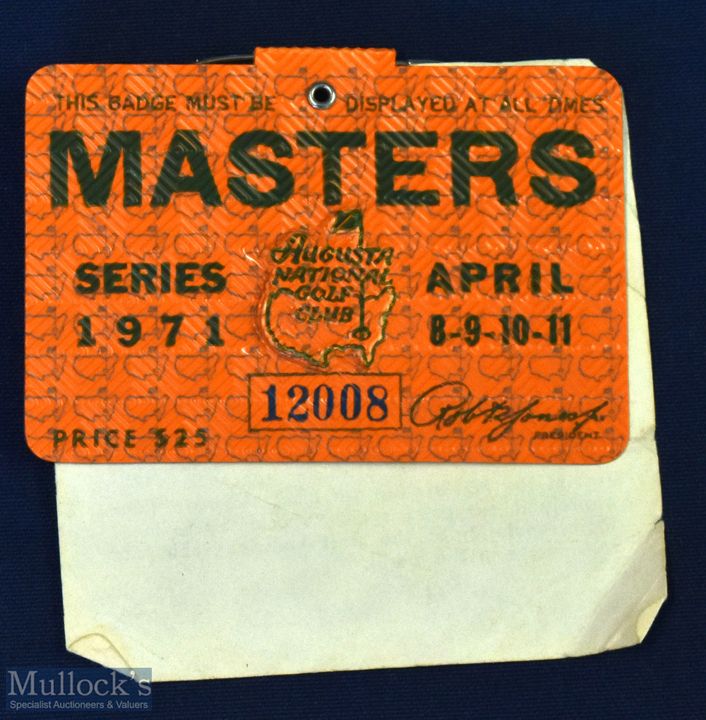 1971 US Masters Golf Tournament Badge - won by Charles Coody - complete with Augusta National Golf