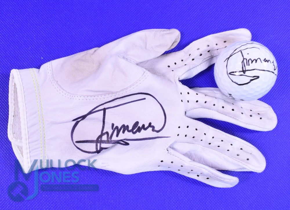 Miguel Angel Jimenez (41x Professional Tour wins) players signed worn golf glove and golf ball to