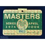1974 US Masters Golf Tournament Badge - won by Gary Player for the 2nd time - complete with