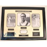 Sir Garfield Sobers (signed) Cricket Display with signature in ink to centre, featuring three
