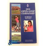 Autographs - multi-signed 1992 Open Golf Championship Programme with OOP sheet and dinner menu -