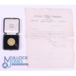 England v Italy Competitors Gilt Lapel Badge, London 1931 in original box, comes with letter