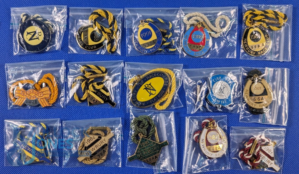 Collection of Horse Racing Enamel Members Badges. Covering the years 1980 - 2000s for the Newbury