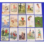 Interesting collection of amusing cartoon coloured golfing postcards from the early 20thc onwards (